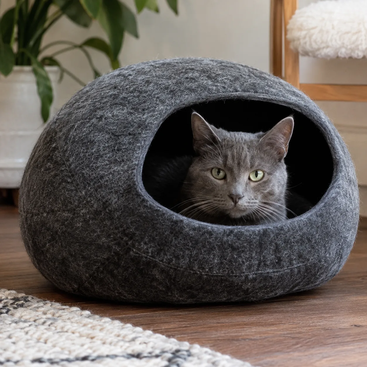 Charcoal Felt Cat Cave