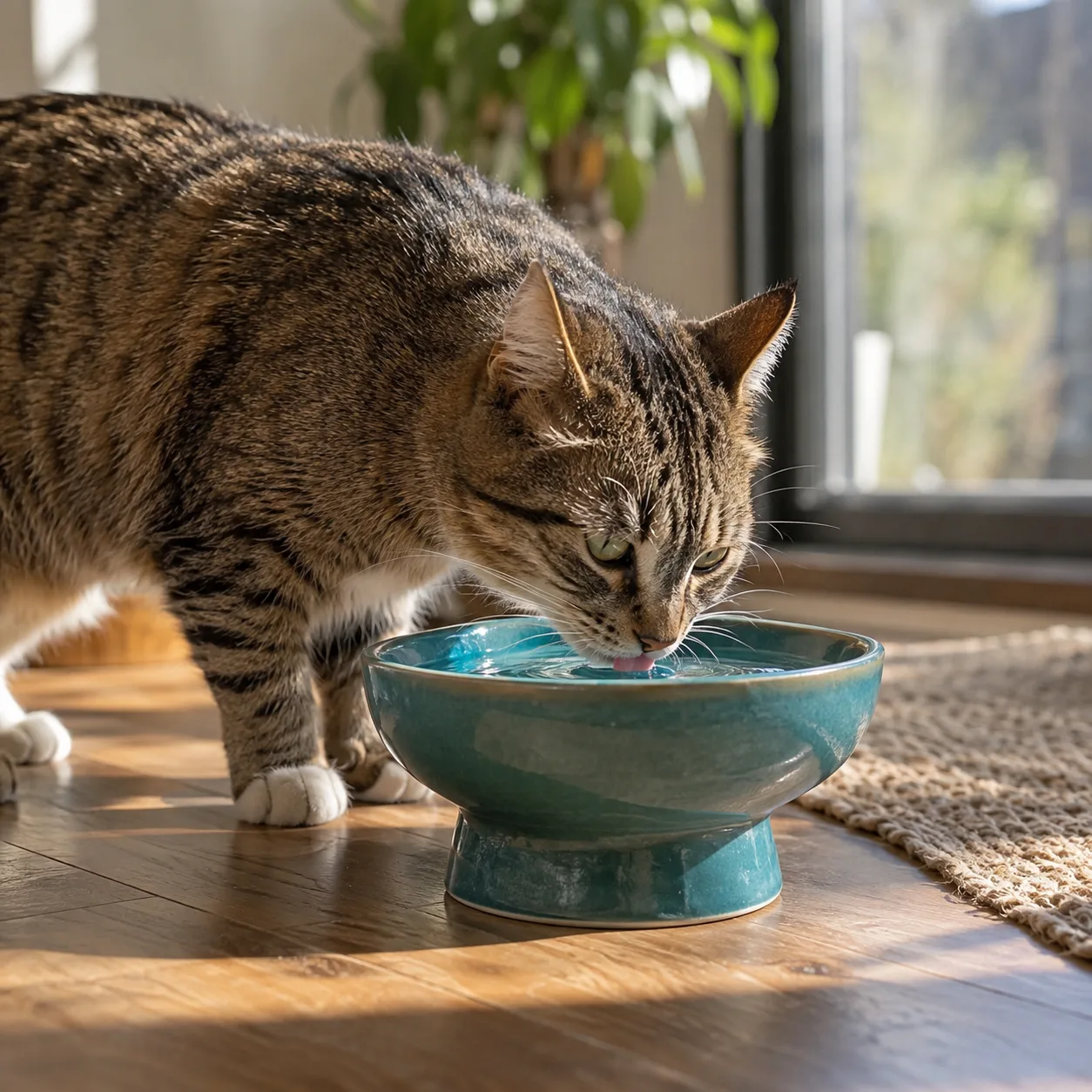 Teal Raised Cat Bowl