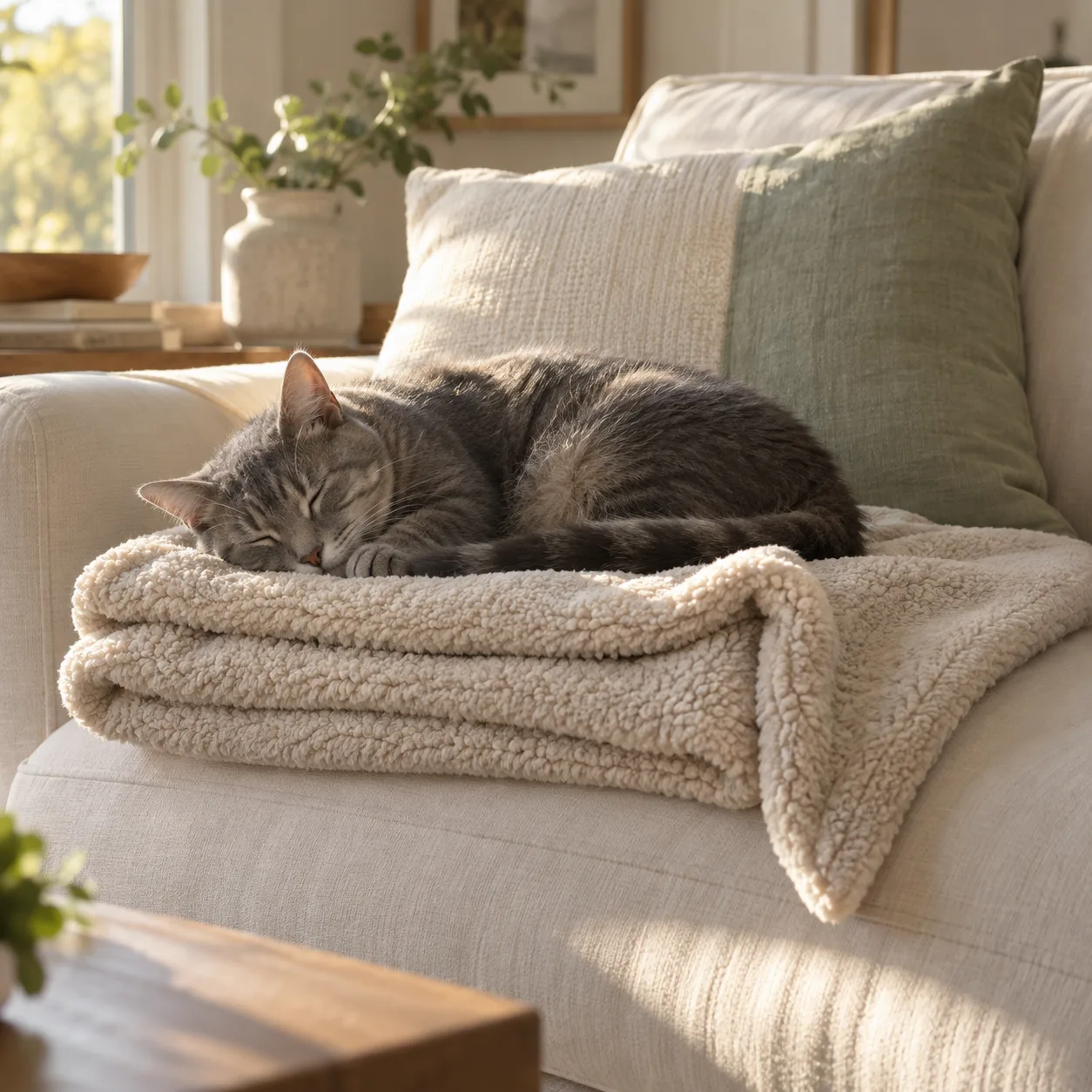 Oat Sherpa Blanket