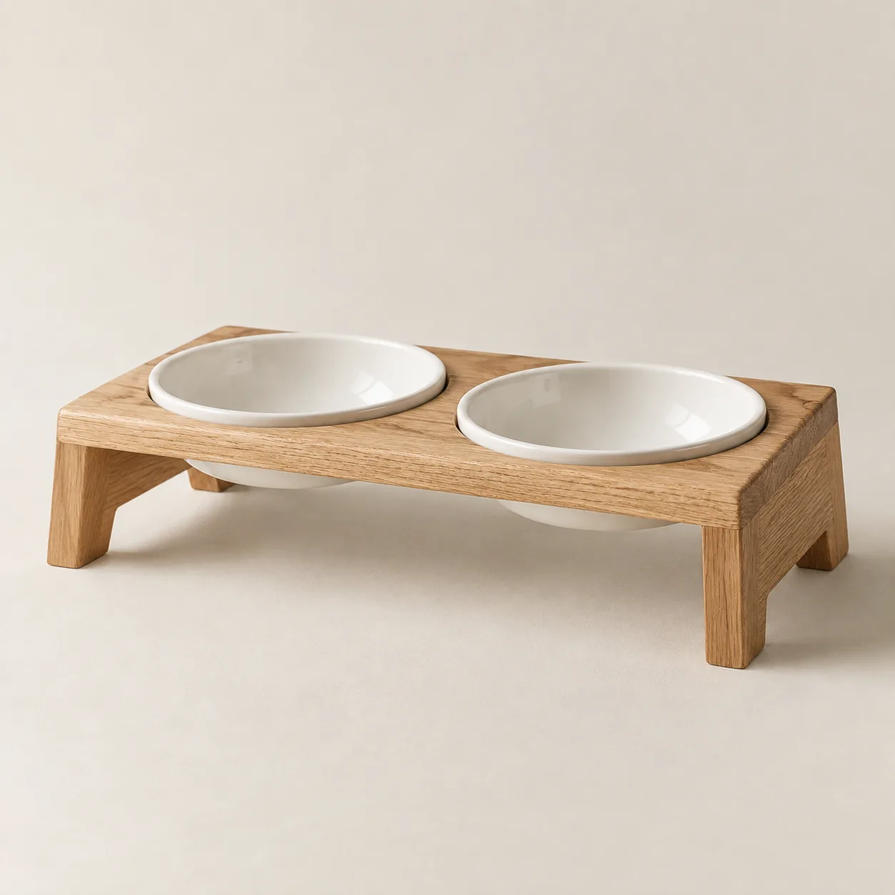 Oak Double Bowl Stand